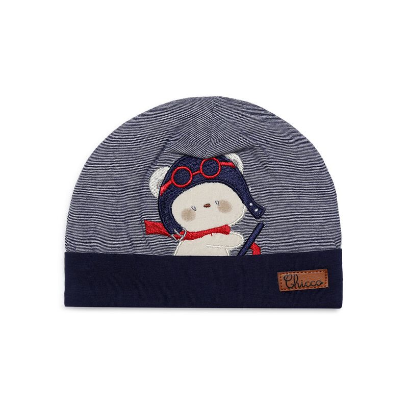 Boys White & Blue Knitted Cap image number 0